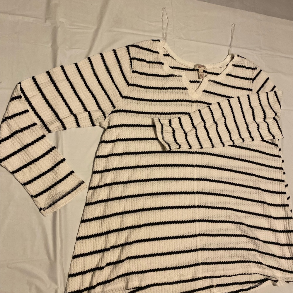 Arizona Jean Company Black and White Striped Knit Top